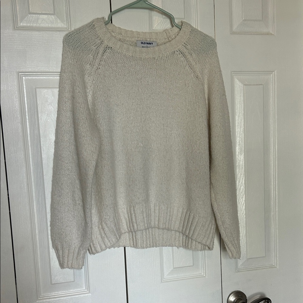 Old Navy Off-White Crewneck Knit Sweater